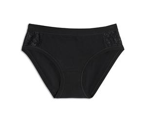 Cotonella, Braga de suave algodón bielástico - Bordes de cintura y piernas extra confort - Inserto lateral de suave encaje elástico - Art. GD129, Negro , XXL