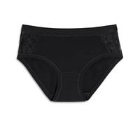 Cotonella, Slip Midi de suave algodón bielástico - Bordes de cintura y piernas extra confort - Inserción lateral de suave encaje elástico - Color: talla, Negro , XL