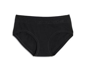 Cotonella, Bragas Midi para mujer de algodón bielástico con encaje - 2 unidades, Negro , M