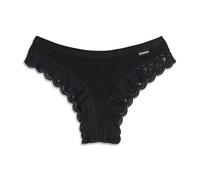 Cotonella, Brasileño de suave algodón bielástico con bordes de cintura extra confort y borde de las piernas de suave encaje elástico - Art. AD613, Negro , 2