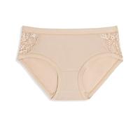 Cotonella, Slip Midi de suave algodón bielástico - Bordes de cintura y piernas extra confort - Inserción lateral de suave encaje elástico - Art. 248, beige, S