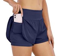 COTOP Pantalone Corto de Running Mujer,2 en 1 Pantalones Cortos Verano de Cintura Alta con Bolsillo,Pantalone Corto elásticos de Secado rápido para Mujer para Fitness Jogging Gimnasio Entrenamiento