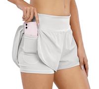 COTOP Pantalone Corto de Running Mujer,2 en 1 Pantalones Cortos Verano de Cintura Alta con Bolsillo,Pantalone Corto elásticos de Secado rápido para Mujer para Fitness Jogging Gimnasio Entrenamiento
