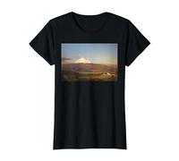 Cotopaxi, Andes montañas Pintura al óleo Paisaje Vintage Camiseta, Mujer, Negro, S