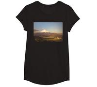 Cotopaxi, Andes montañas Pintura al óleo Paisaje Vintage Camiseta, Niñas, Negro, S