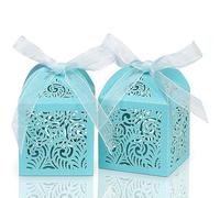 COTOPHER 100 cajas de regalo cortadas con láser, cajas de regalo pequeñas de 2 x 2 x 3 pulgadas para regalos, cajas de recuerdos de boda con cinta, mini cajas de dulces para eventos, despedidas de