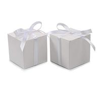COTOPHER 100 cajas de regalo de boda, cajas de regalo de papel de 3 x 3 x 3 pulgadas, cajas de regalo pequeñas con cintas, cajas pequeñas para regalos, manualidades, cupcakes, dulces, cajas de