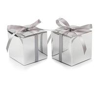COTOPHER 100 cajas de regalo de boda, cajas de regalo de papel de 3 x 3 x 3 pulgadas, cajas de regalo pequeñas con cintas, cajas pequeñas para regalos, manualidades, cupcakes, dulces, cajas de