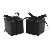 COTOPHER 100 cajas de regalo pequeñas, cajas de regalo de 2 x 2 x 2 pulgadas, cajas de regalo de papel con cintas, caja de dulces para recuerdos de boda, baby shower, despedida de soltera, fiesta de