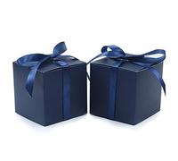 COTOPHER 100 cajas de regalo pequeñas, cajas de regalo de papel de 2 x 2 x 2 pulgadas con cintas, caja de dulces para regalos de boda, baby shower, fiesta de cumpleaños (100 unidades de 2 x 2 x 2 pulgadas, azul)