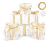 COTOPHER 120 cajas transparentes para regalos, cajas de regalo transparentes de 3 x 3 x 3 pulgadas, cajas de regalo de plástico pequeñas con tapas, cajas de dulces para recuerdos de boda, baby shower