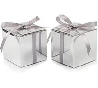 COTOPHER 25 cajas de regalo de boda, cajas de regalo de papel de 3 x 3 x 3 pulgadas, cajas de regalo pequeñas con cintas, cajas pequeñas para regalos, manualidades, cupcakes, dulces, cajas de