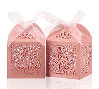 COTOPHER 60 cajas de regalo cortadas con láser, cajas de regalo pequeñas de 2 x 2 x 3 pulgadas para regalos, cajas de recuerdos de boda con cinta, mini cajas de dulces para eventos, despedidas de