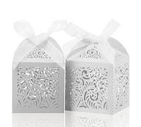 COTOPHER 60 cajas de regalo cortadas con láser, cajas de regalo pequeñas de 2 x 2 x 3 pulgadas para regalos, cajas de recuerdos de boda con cinta, mini cajas de dulces para eventos, despedidas de