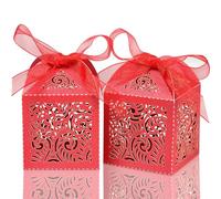 COTOPHER 60 cajas de regalo cortadas con láser, cajas de regalo pequeñas de 2 x 2 x 3 pulgadas para regalos, cajas de recuerdos de boda con cinta, mini cajas de dulces para eventos, despedidas de