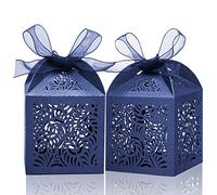 COTOPHER 60 cajas de regalo cortadas con láser, cajas de regalo pequeñas de 2 x 2 x 3 pulgadas para regalos, cajas de recuerdos de boda con cinta, mini cajas de dulces para eventos, despedidas de