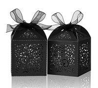 COTOPHER 60 cajas de regalo cortadas con láser, cajas de regalo pequeñas de 2 x 2 x 3 pulgadas para regalos, cajas de recuerdos de boda con cinta, mini cajas de dulces para eventos, despedidas de