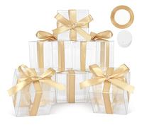 COTOPHER - 60 cajas transparentes para regalos, 3 x 3 pulgadas, cajas de regalo transparentes de material PET cajas de regalo de fiesta de plástico pequeñas cajas de regalo con tapas, cajas de dulces