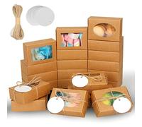 COTOPHER Caja de jabón, 30 cajas de embalaje con ventana, papel kraft, para jabón hecho a mano, panadería, galletas, 3.5 x 2.35 x 1.2 pulgadas, despedida de soltera, boda, regalos de cumpleaños