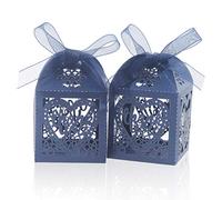 COTOPHER Cajas cortadas con láser, 100 cajas de regalo de agradecimiento, cajas de recuerdos de fiesta de boda, cajas de dulces de encaje para bodas, despedidas de soltera, baby shower, decoraciones