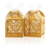 COTOPHER Cajas cortadas con láser, 100 cajas de regalo de agradecimiento, cajas de regalo de boda, cajas de dulces de encaje para bodas, despedidas de soltera, baby shower, decoración de fiesta de