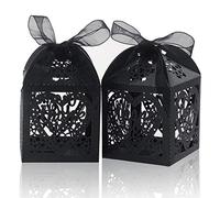 COTOPHER Cajas cortadas con láser, 100 cajas de regalo de agradecimiento, cajas de regalo de boda, cajas de dulces de encaje para bodas, baby shower, decoraciones de fiesta de cumpleaños con cintas (2