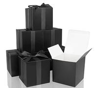 COTOPHER Cajas de regalo pequeñas, paquete de 25 cajas de regalo negras de 5 x 5 x 5 pulgadas con tapas para regalos, manualidades, recuerdos de fiesta de boda, cajas de cupcakes, dulces, caja de