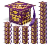 COTOPHER Paquete de 36 mini cajas de regalo de gorra de graduación, cajas de dulces de graduación 2024 con borla, centros de mesa de graduación para decoraciones de fiestas, cajas pequeñas para