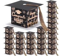 COTOPHER Paquete de 36 mini cajas de regalo de graduación con borla, cajas de dulces de graduación clase de 2025, centros de mesa para decoraciones de fiestas, caja pequeña de chocolate para regalos