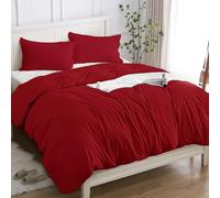 Cotopuro Funda Nórdica Cama 105/120 de 100% Algodón, Juego de Funda Edredón 200x200 y 2 Fundas de Almohada 50x80 Algodón Premium 150GSM, Suave, Transpirable, Hipoalergénico Rojo