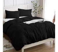 Cotopuro Funda Nórdica Cama 105/120 de 100% Algodón, Juego de Funda Edredón 200x200 y 2 Fundas de Almohada 50x80 Algodón Premium 150GSM, Suave, Transpirable, Hipoalergénico Negro