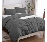 Cotopuro Funda Nórdica Cama 135/150 de 100% Algodón, Juego de Funda Edredón 240x220 y 2 Fundas de Almohada 50x80 Algodón Premium 150GSM, Suave, Transpirable, Hipoalergénico Gris Claro