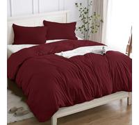 Cotopuro Funda Nórdica Cama 160/180 de 100% Algodón, Juego de Funda Edredón 260x240 y 2 Fundas de Almohada 50x80 Algodón Premium 150GSM, Suave, Transpirable, Hipoalergénico Burdeos