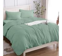 Cotopuro Funda Nórdica Cama 90 de 100% Algodón, Juego de Funda Edredón 140x200 y 1 Fundas de Almohada 50x80 Algodón Premium 150GSM, Suave, Transpirable, Hipoalergénico Verde Agua