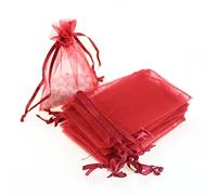 COTOSEY 50 bolsas transparentes de organza para recuerdos, bolsas extragrandes con cordón de 12 x 16 pulgadas (rojo)