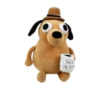 COTSRGT Peluche De Perro con Meme This Is Fine Coffee De 25 Cm, Suave De Peluche Muñeco De Peluche Juguete para Niños, Regalo De Cumpleaños para Niños,Brown-25cm