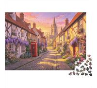 Cotswolds Village Jigsaw Puzzle 1000 Piezas Reciclado Material Charming Cottage Puzzles para Boy & Girl Ages 6 Years Up Educational Juego Challenge Parent Child Toy 70x50cm/1000pcs