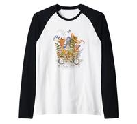 Cottage Core Frog Padre e Hijo Paseo en Bicicleta por Setas Camiseta Manga Raglan