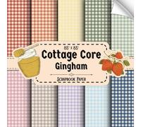 Cottage Core Gingham Scrapbook Paper: 20 Double Sided Sheets, Gingham Plaid for Collage, Origami, Wrapping, Scrapbooking, & More