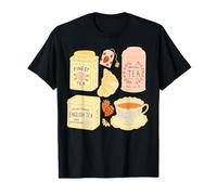 Cottage Core Tea Croissant - Taza de té y Fresa Camiseta