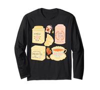 Cottage Core Tea Croissant - Taza de té y Fresa Manga Larga