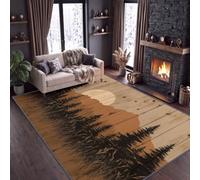 Cottage de Campagne Impreso Alfombra de dormitorio 120 x 170 cm, tabla de madera bosque de montaña pino lavable alfombra de salón antideslizante - suave moqueta para sala de estar, habitación infantil