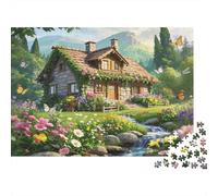 Cottage Garden Jigsaw Puzzle 1000 Piezas Papel Reciclado Wildflower Stream Jigsaw Puzzles Educational Game Challenge Fun Family Game para Adultos and Age 10 52x38cm/1000pcs