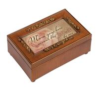 Cottage Garden Mom Your Love Means World to Me Woodgrain Embossed Jewelry Music Box Plays Wind Beneath My Wings