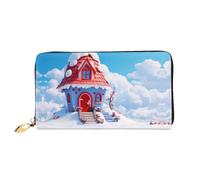 Cottage In The Snow Pattern - Cartera larga para mujer, cartera de mano larga, tarjetero de crédito, monedero de viaje, color negro, talla única, Black, Talla única