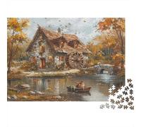 Cottage Molino de Agua de otoño Puzzle Imposible,desafío for Adults Interesante Juego Educativo 1000 Piezas Obra De Arte De Juego De para Adultos Y Niños A Partir De 12 Años 38x26cm/1000pcs