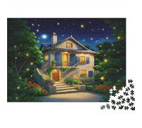 Cottage Night Glow Puzzle for Adultos 1000 Piezas Recyclable Paper Fairy Tale House Jigsaw Puzzle Juego Padre-Hijo Props Developing Boy & Girl‘s Intelligence Toy 38x26cm/1000pcs