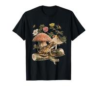 Cottagecore Aesthetic Frog Under Toadstool Vintage Flowers Camiseta