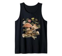 Cottagecore Aesthetic Frog Under Toadstool Vintage Flowers Camiseta sin Mangas