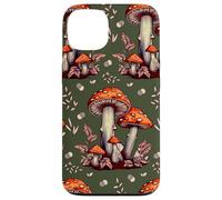 Cottagecore Aesthetic Mushroom Vintage Dark Green and Orange Carcasa para iPhone 13